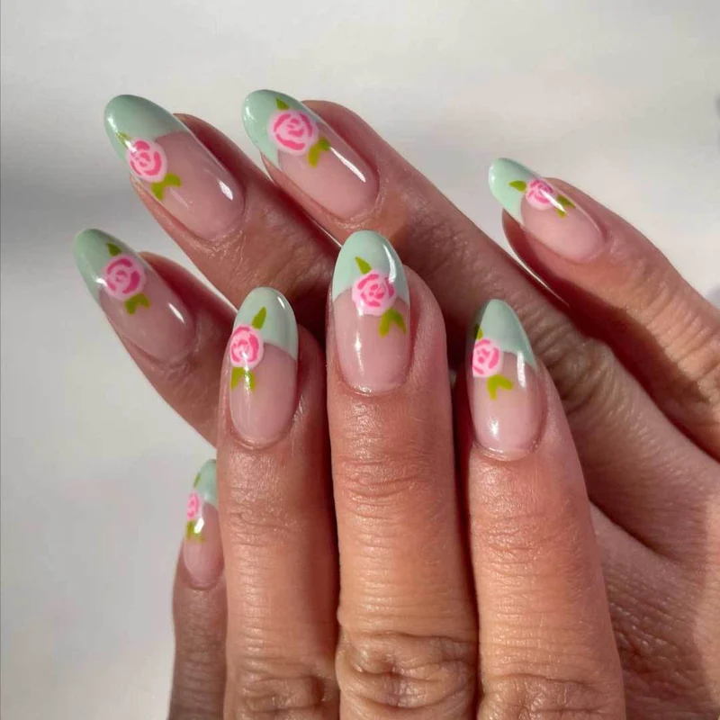 Künstlerisches floral Gel Nagelkunst