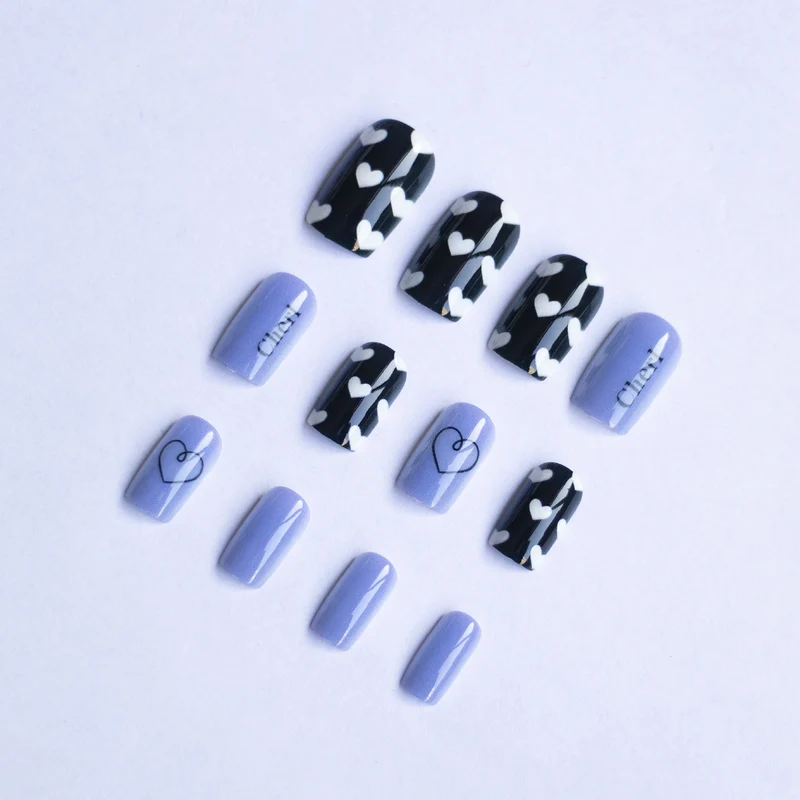 Künstlerisches Herz und Text Nagelkunst Set