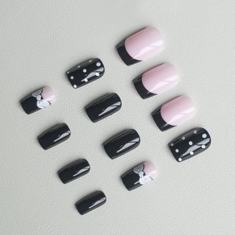 Künstlerisches Polka Dot und Schleifen Nagelkunstset