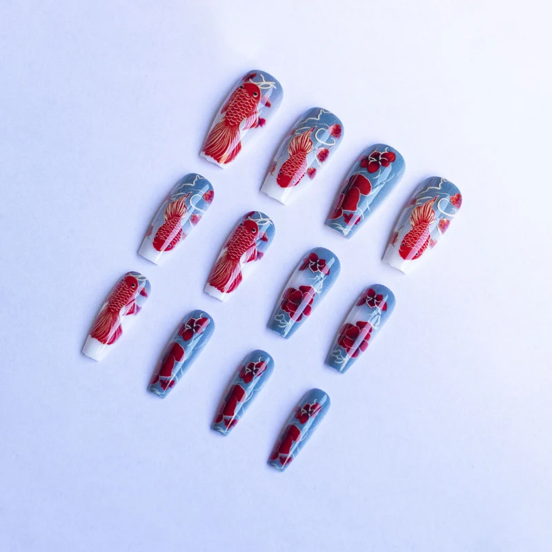 Künstlerisches Florales und Fisch Nail Art Set