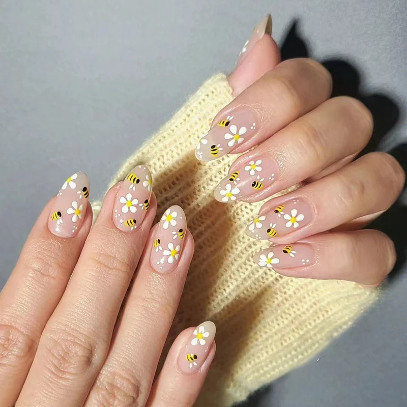 Künstlerisches Blumen- und Bienennagelkunstset