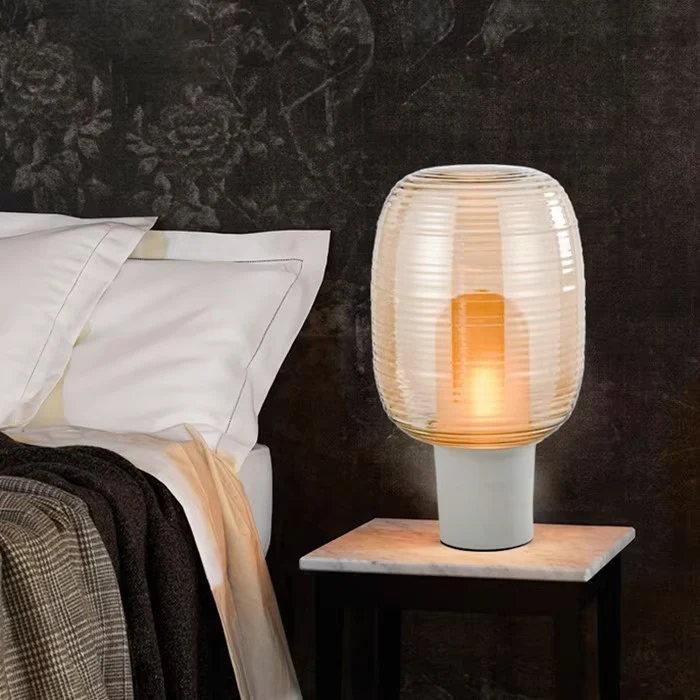 Moderne Glas Tischlampe mit strukturiertem Schirm