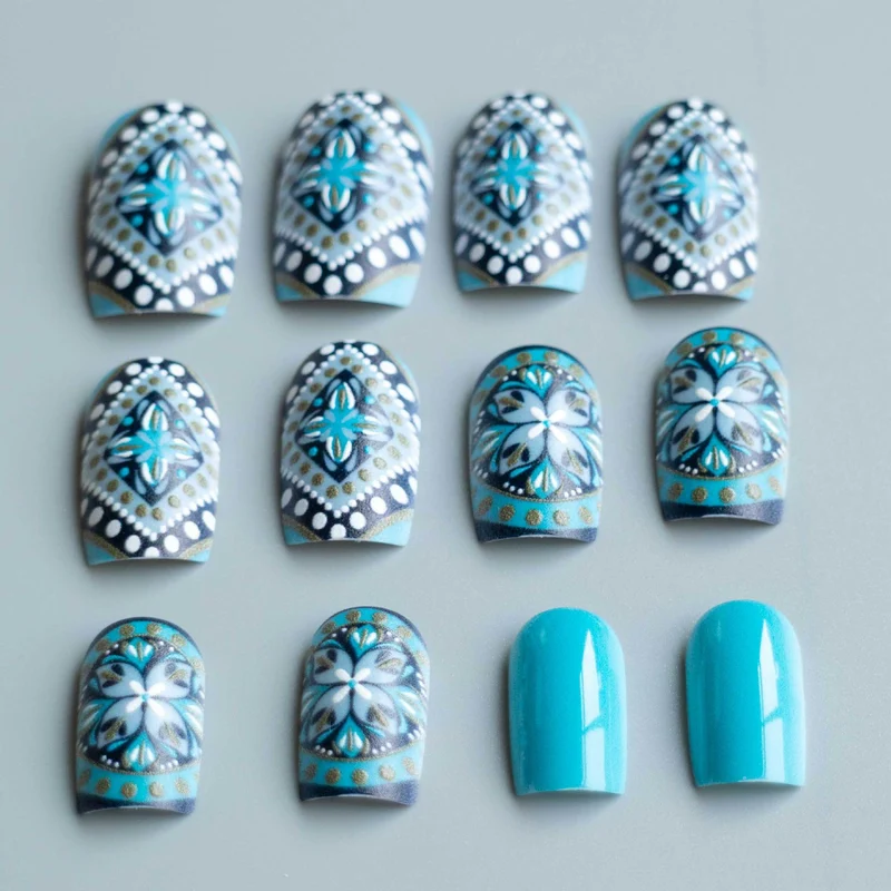 Künstlerisches Boho Nagelkunst Set