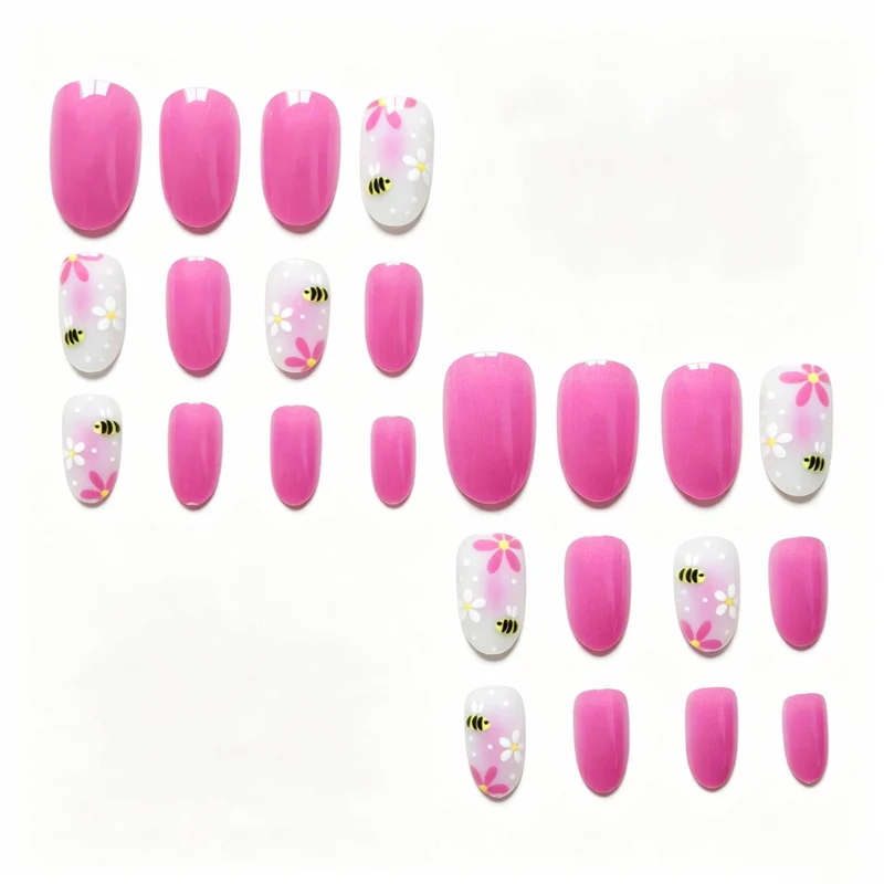 Künstlerische Bienenblumen-Nageldesign