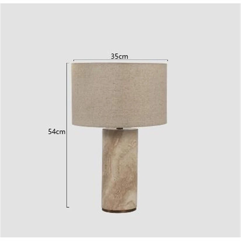Minimalistische Stehlampe aus Stein mit Leinenschirm