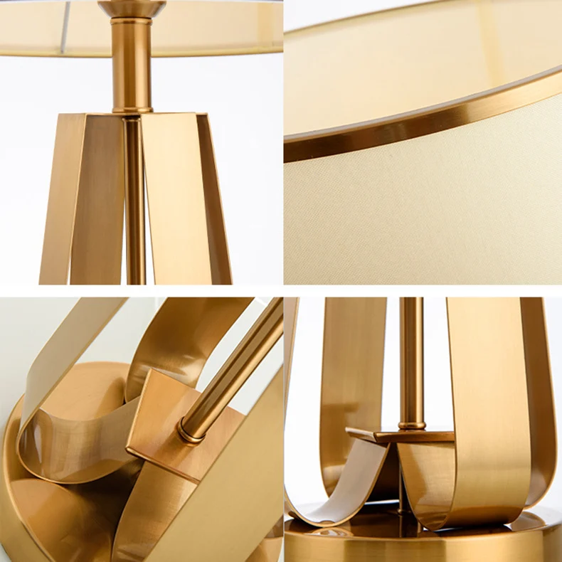 Elegante moderne Tischlampe mit skulpturaler goldener Basis