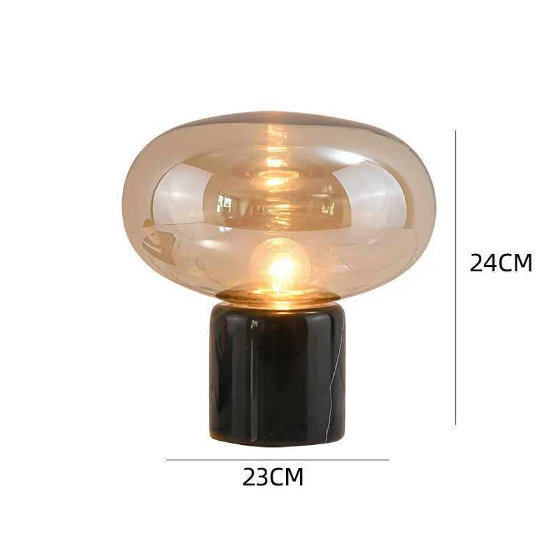 Elegante Glastischlampe mit Marmorbasis