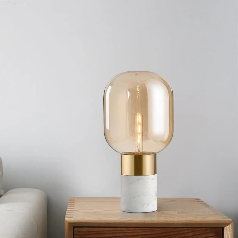 Zeitgenössische Glas Tischlampe mit metallischer Basis