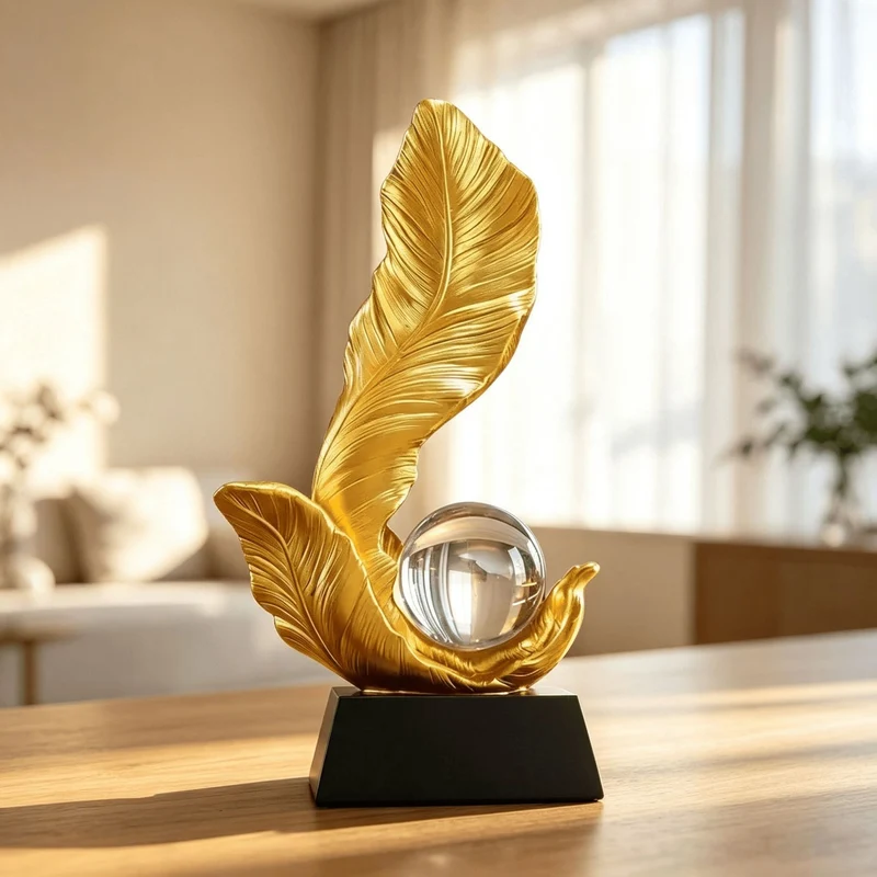 Dekorative goldene Blattskulptur für Wohnkultur
