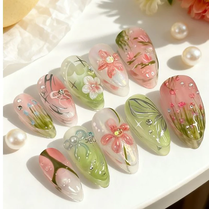 Florale Kunst Press-On Nagelspitzen Set
