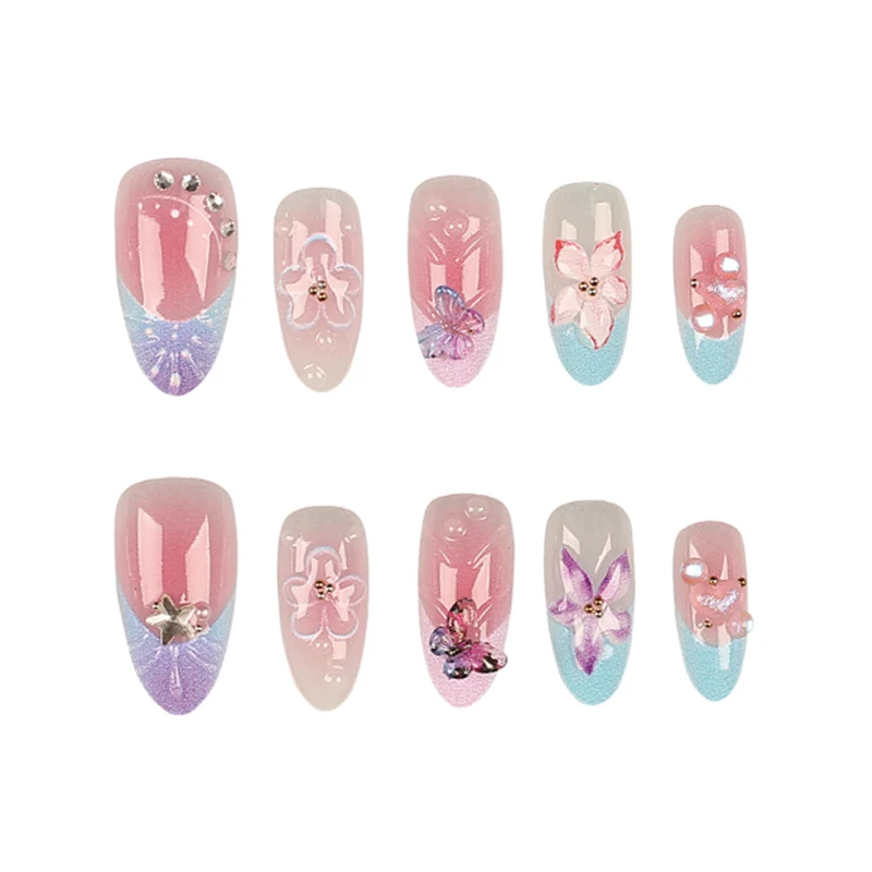 Floral Acryl Press-On Nagelkunst Set