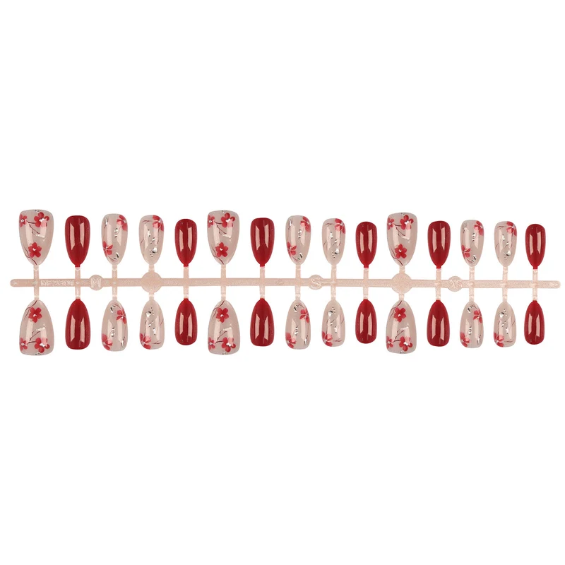Floral Accent Press-On Nail Tips Set
