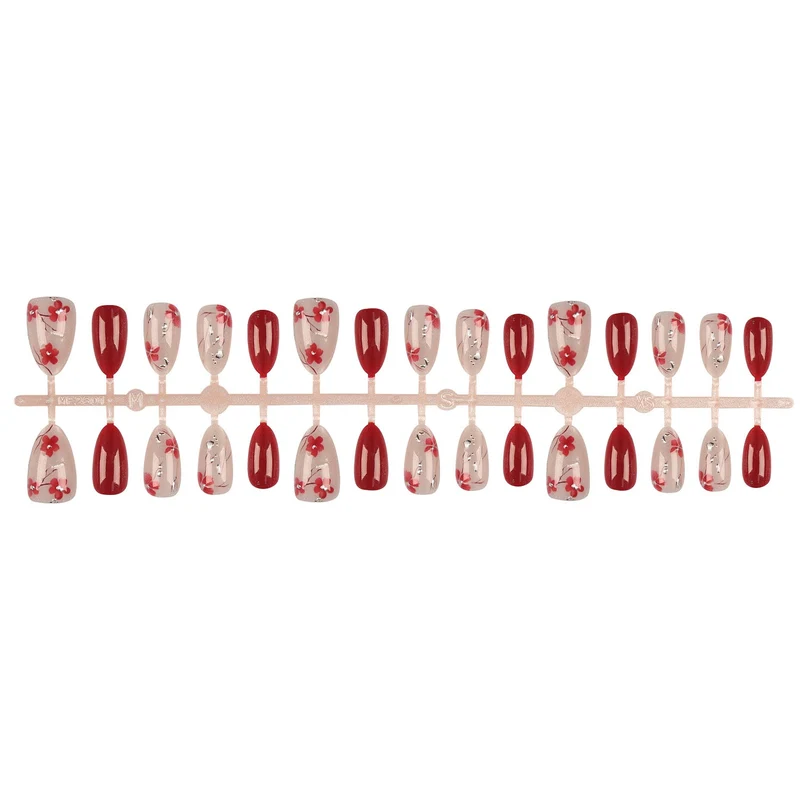 Floral Accent Press-On Nail Tips Set