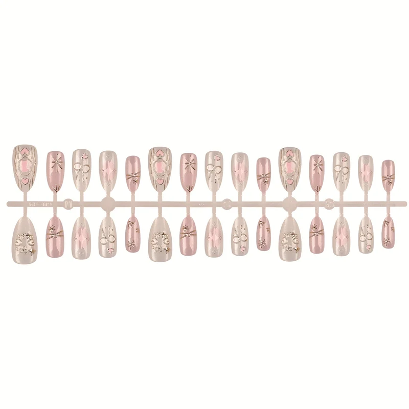 Elegantes Press-On-Nagelset mit dekorativen Akzenten