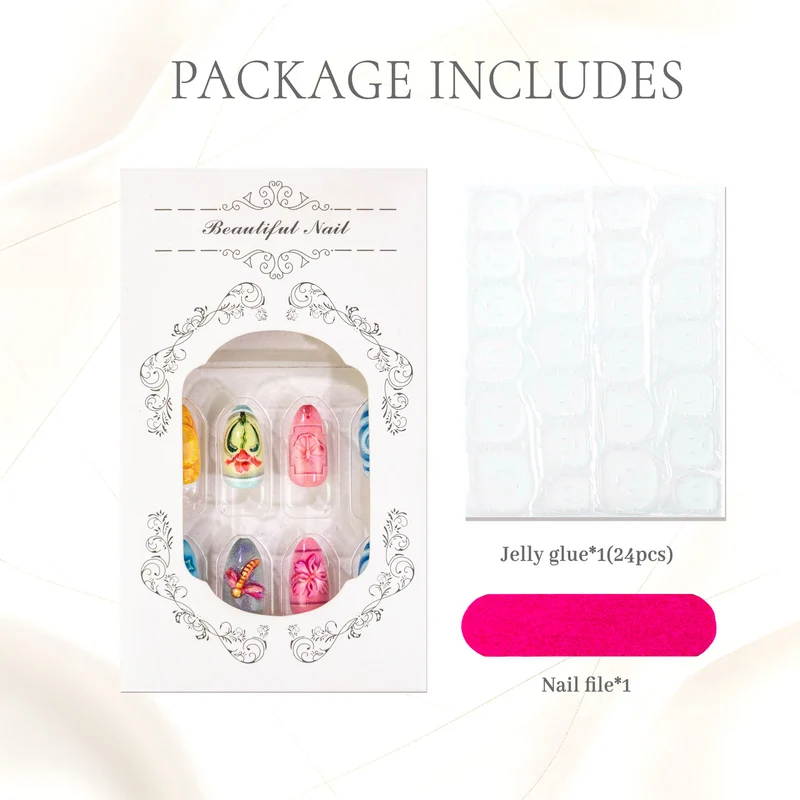 Kreatives Florales Press-On Nagelset
