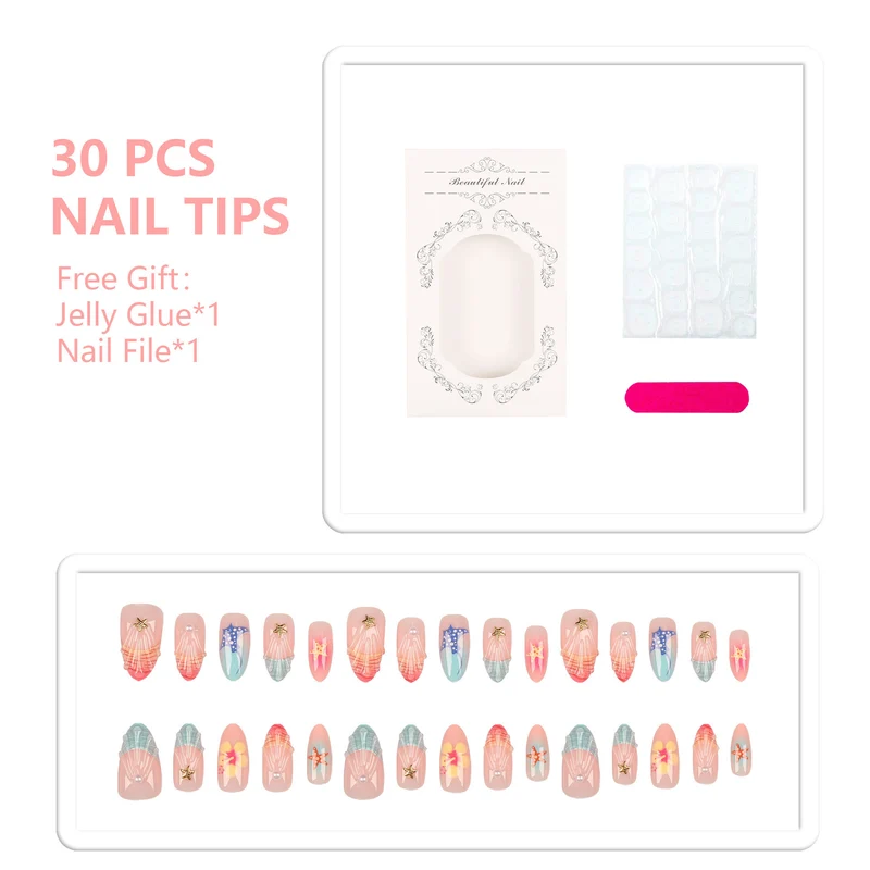Strand-Themen Press-On Nagel Set