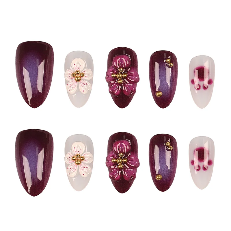 Gothic Floral Press-On Nail Art