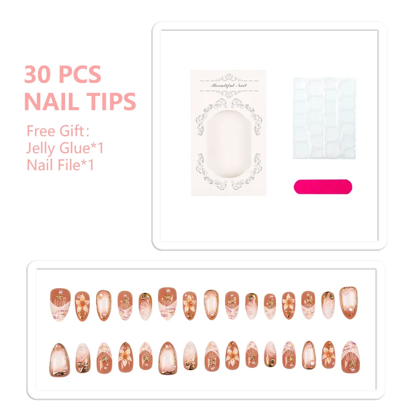 Künstlerisches Blumen Press-On Nagelspitzen Set
