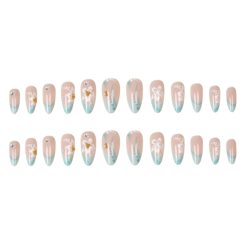 Künstlerisches Florales Press-On Nageldesign Set