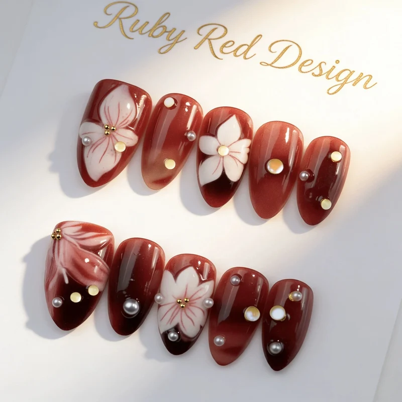 Elegante florale Acryl-Nagelspitzen-Set