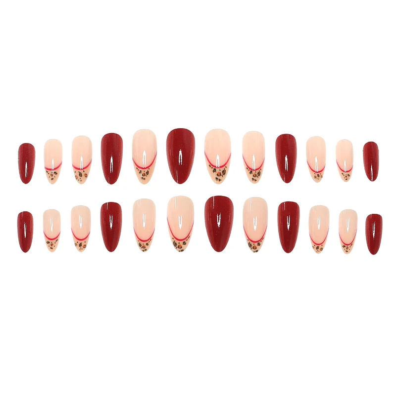 Elegantes dekoratives Press-On-Nagelset mit Tierdruckakzent