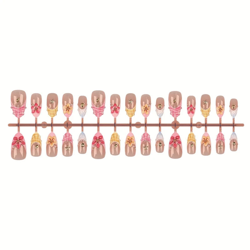 Künstlerisches Florales Press-On Nagelkunst Set