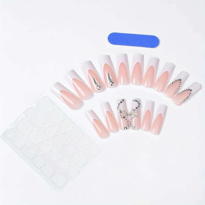 Dekorative mit Strass verzierten Press-On Nagelset
