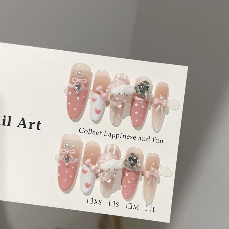 Dekorativer 3D Cartoon-Themen Druck-on Nagelset
