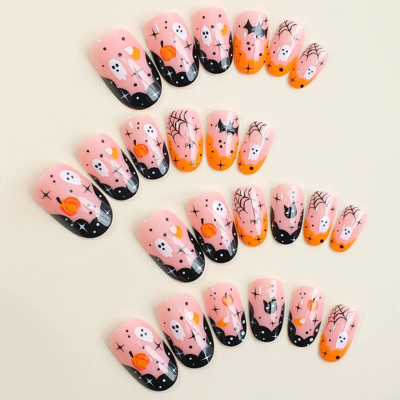 Künstliche Kunstnägel mit gruseligen Halloween-Motiven Karnz