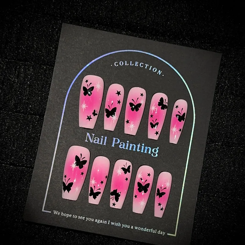 Schmetterlings-verziertes Press-On-Nagelset