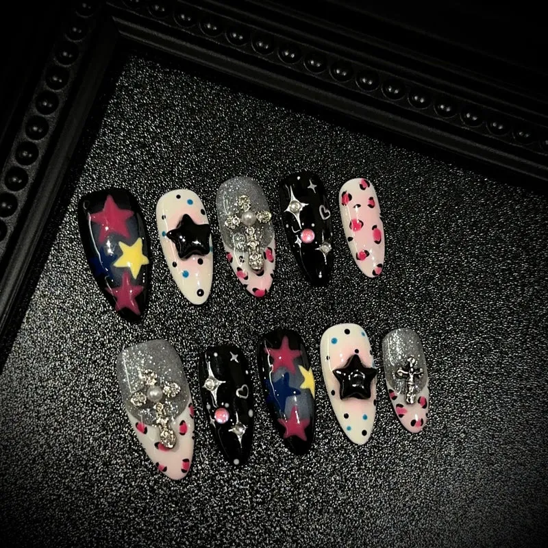 Künstlerisches Stern-Motiv Press-On Nagelset