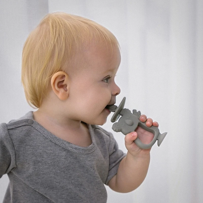 Silikon Koala Beißring Schnuller mit ergonomischem Griff und Sicherheits-Schraubanschluss