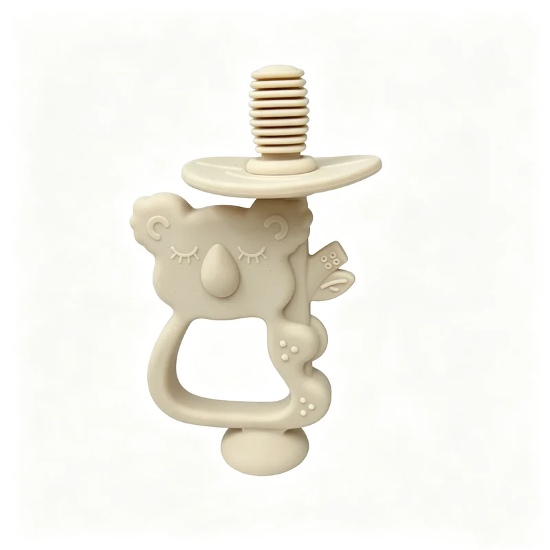 Silikon Koala Beißring Schnuller mit ergonomischem Griff und Sicherheits-Schraubanschluss
