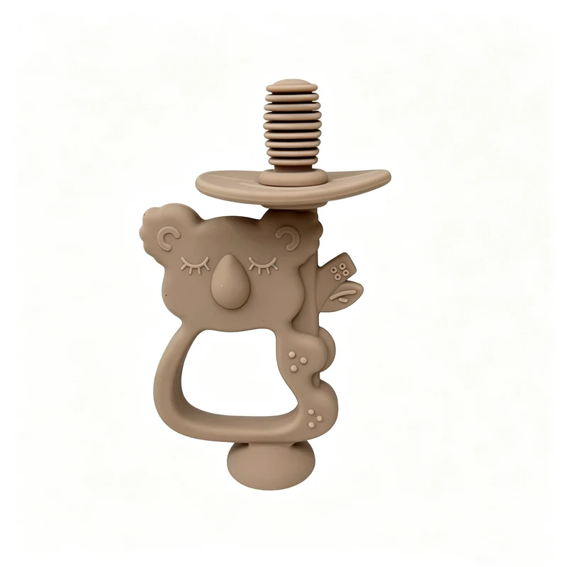 Silikon Koala Beißring Schnuller mit ergonomischem Griff und Sicherheits-Schraubanschluss