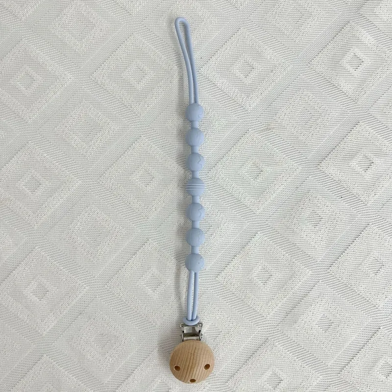 Silikonperlen Schnullerkette mit Holz-Sicherheitsclip