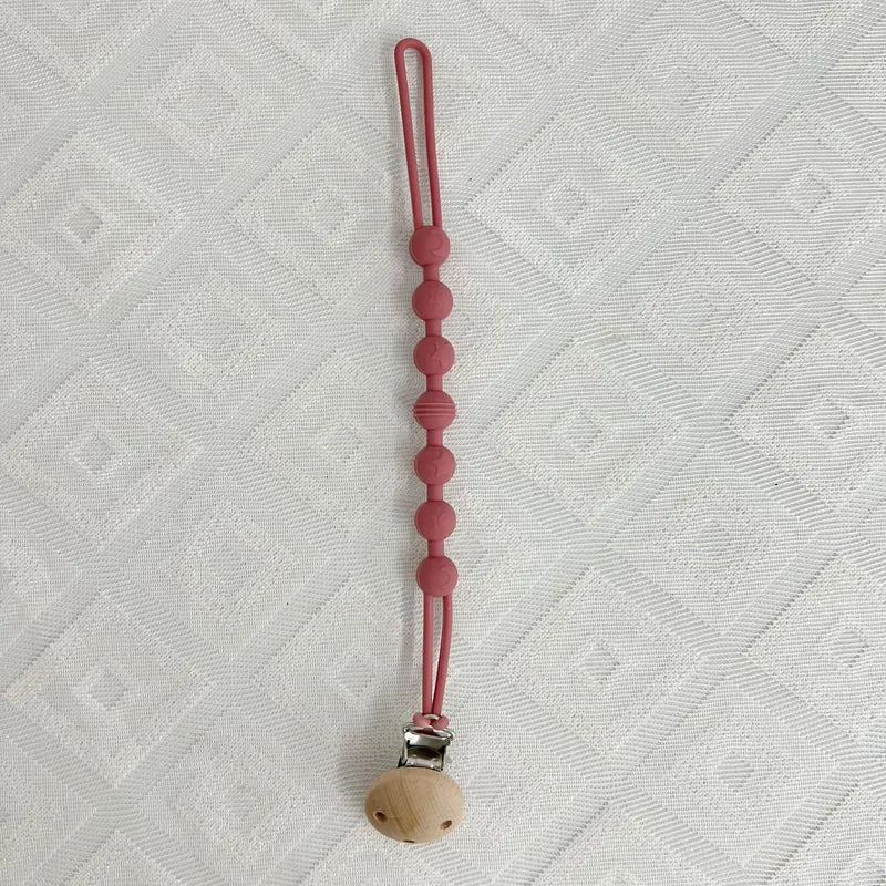 Silikonperlen Schnullerkette mit Holz-Sicherheitsclip