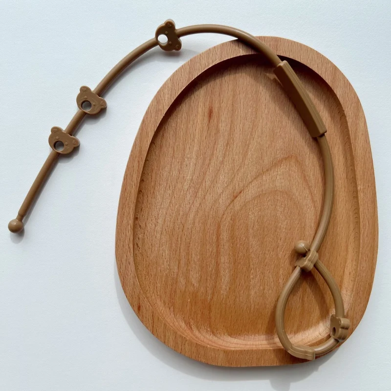 Silikonperlen Schnullerkette mit Bär Beißring und Schnellverschluss Sicherheitsclip