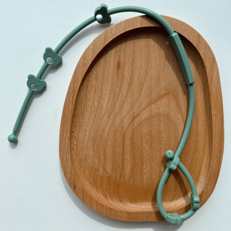 Silikonperlen Schnullerkette mit Bär Beißring und Schnellverschluss Sicherheitsclip