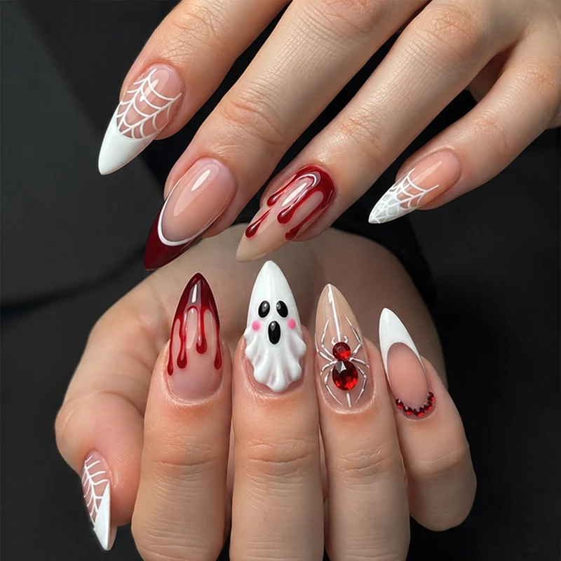 Kreatives Kunstnagelset mit Halloween-Motiven und Glitzerelementen Karnz