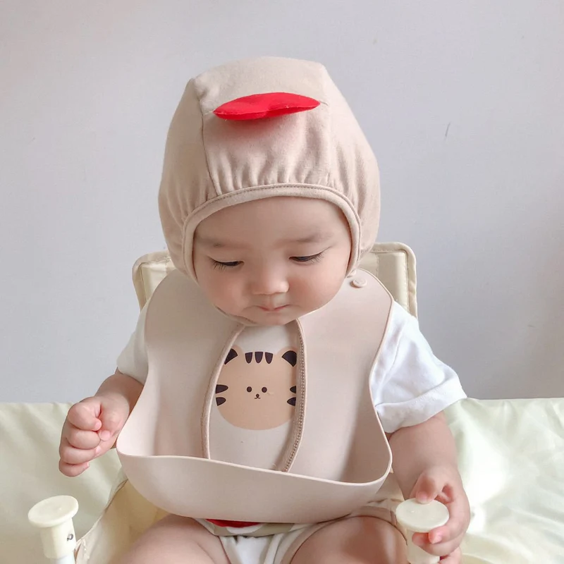 Silikon Baby Lätzchen mit tiefem Krümeltasche und verstellbarem Druckknopf-Hals
