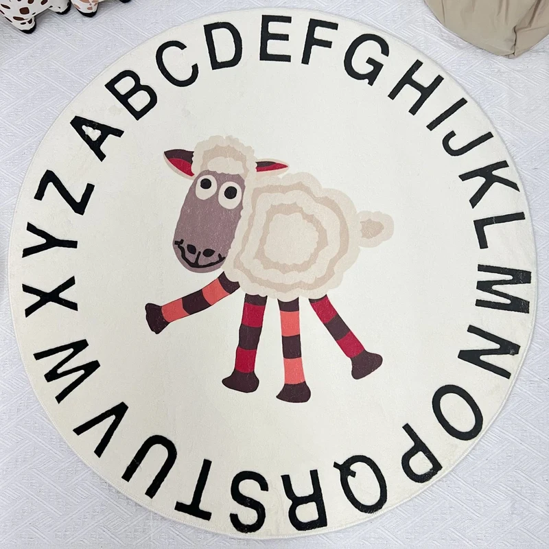 Runder Bildungs Baby Spielteppich mit Alphabetrand und Bärenillustration