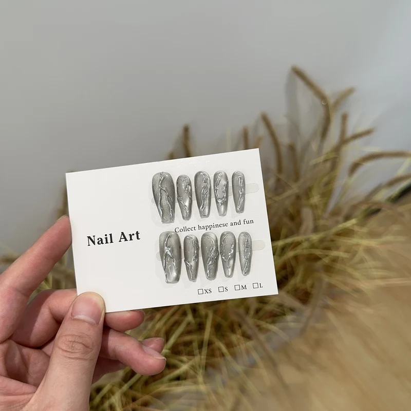 Künstlerisches Marmor-inspiriertes Press-On Nagel-Set