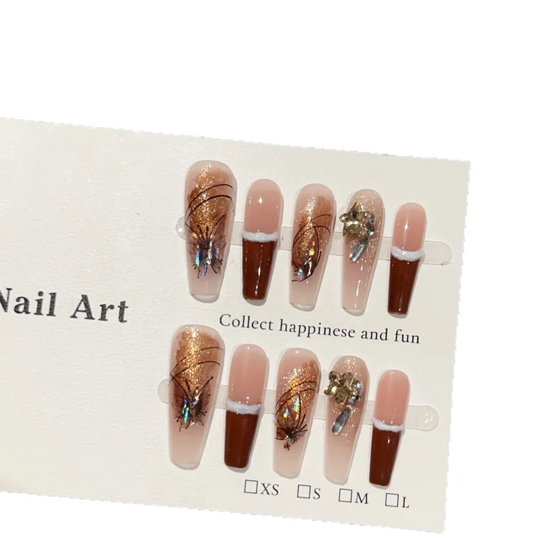 Künstlerische Glitter Press-On Nageldesigns