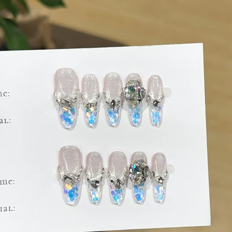 Künstlerisches Edelstein-beschmücktes Press-On-Nagelset 1790730615