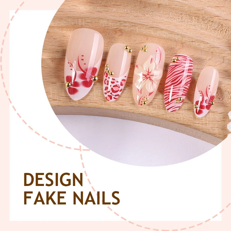 Kunstnagel Set mit floralen Designs und Glitzerelementen Karnz