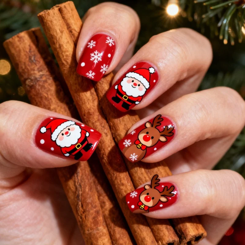 Kreatives Kunstnagelset mit festlichem Weihnachtsdesign Karnz