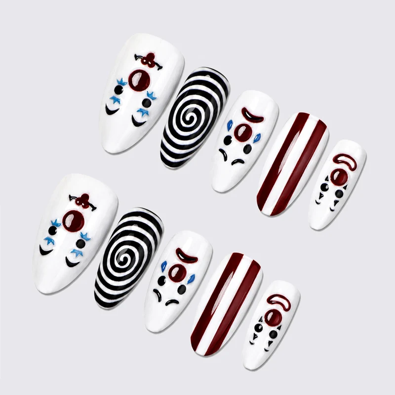 Kreatives Kunstnagelset mit Clown-Motiven Karnz