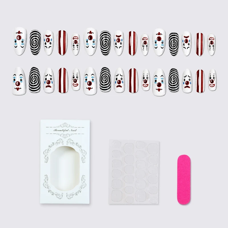 Kreatives Kunstnagelset mit Clown-Motiven Karnz