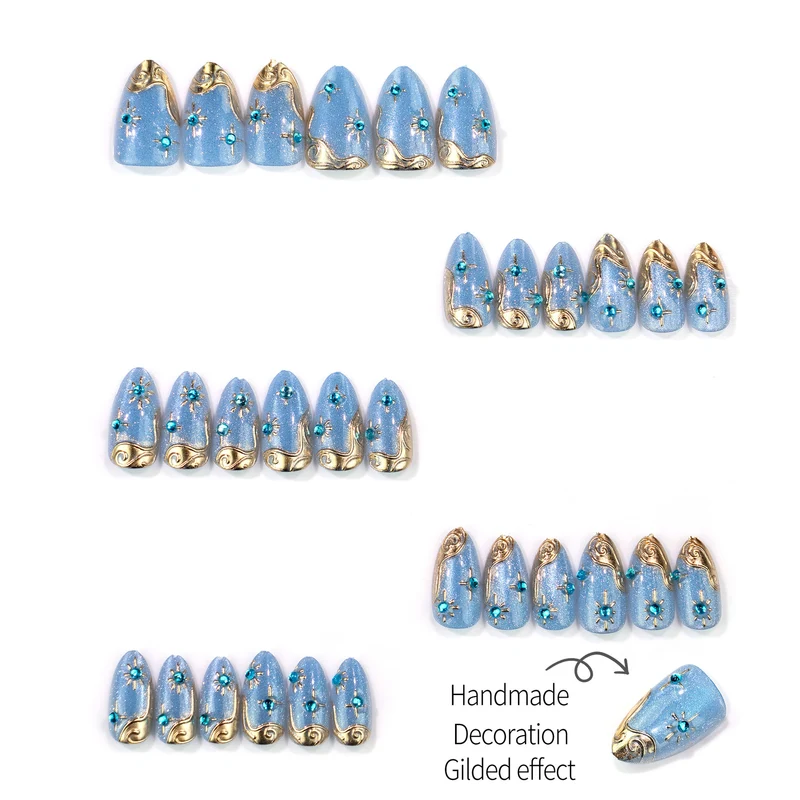 Dekoratives Press-On Nail Art Set mit Glitter und Juwelenakzenten