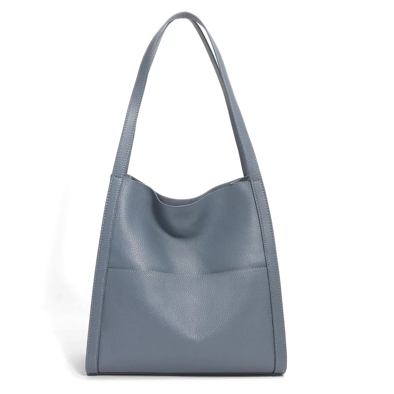 Gepunktetes Leder Schlapp Hobo Schultertasche mit langem Riemen und Vordertasche